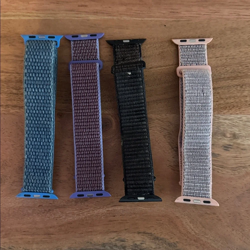 Silicone-Style Woven Sport Loop Watch Bands - Blue, Purple, Black, Pink (4-Pack)